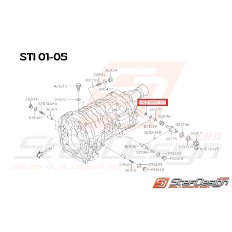 Anneau élastique origine Subaru STI 2001 - 2005