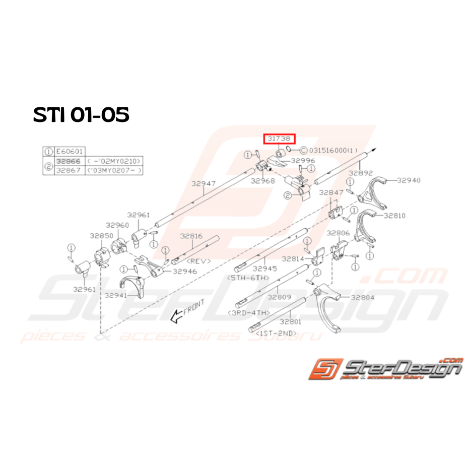 Support ressort grande vitesse Origine Subaru STI 2001 - 2005