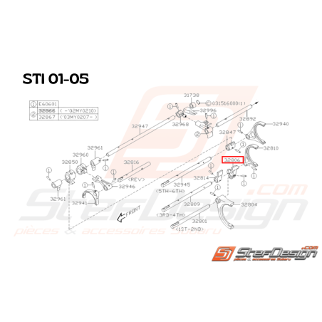 Axe 1ère & 2ème vitesse Origine Subaru STI 2001 - 2005