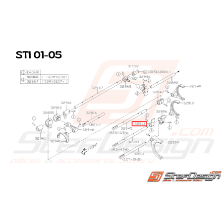 Axe de 3ème & 4ème vitesse Origine Subaru STI 2001 - 2005