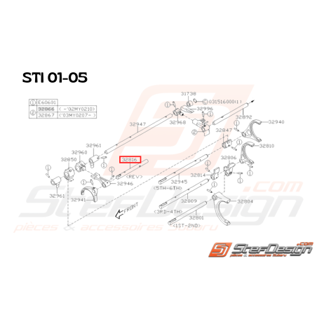 Axe fourchette Arrière Origine Subaru STI 2001 - 2005