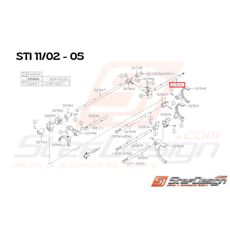 Arbre sélecteur Origine Subaru STI 11 / 2002 - 2005