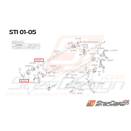 Verrouillage fourchette boite 6 vitesses origine subaru STI