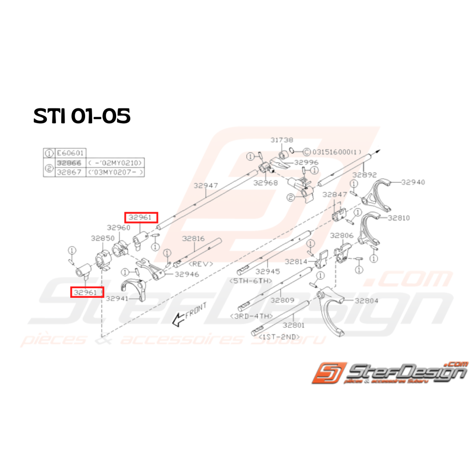 Verrouillage fourchette boite 6 vitesses origine subaru STI