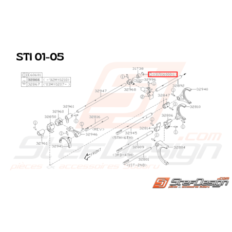 Circlip d'arrêt axe sélecteur Origine Subaru WRX STI 01 - 05