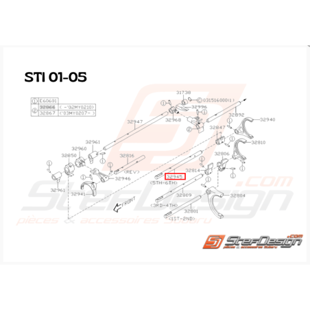 Axe de fourchette 5&6 Origine Subaru STI 01 - 05 MARQUE B