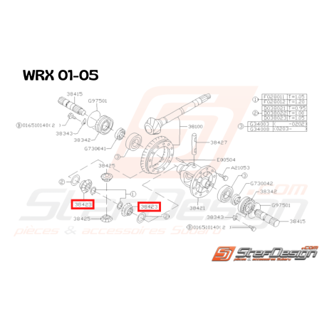 Pignons différentiel de avant de boite automatique SUBARU LEGACY 2003 