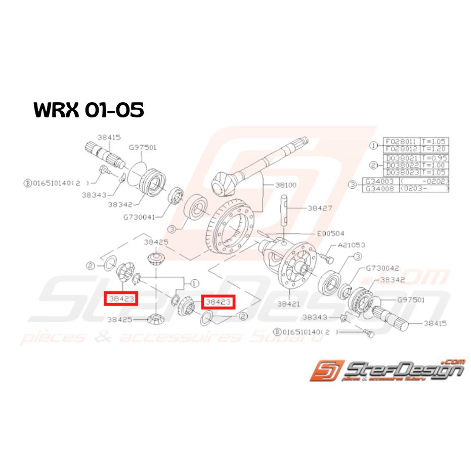 Pignons différentiel de avant de boite automatique SUBARU LEGACY 2003 
