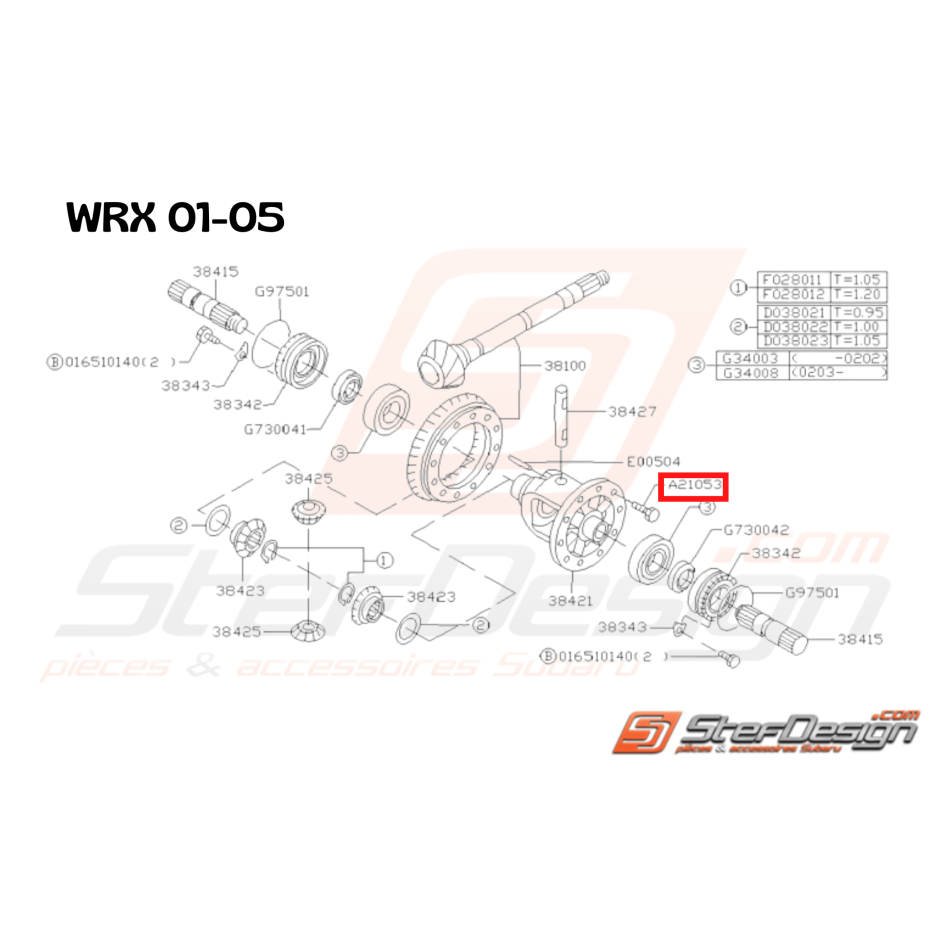 Vis Carter de Différentiel Origine Subaru GT 1993 - 1996