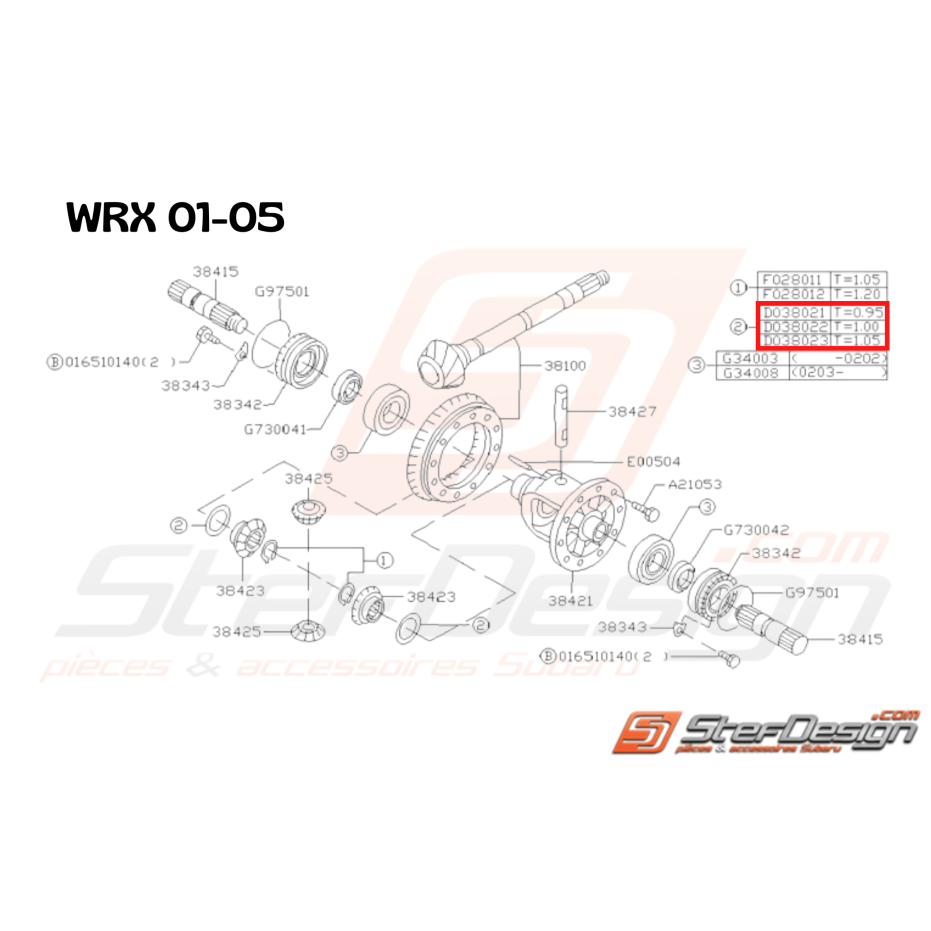 Rondelle pour Ensemble de Différentiel Origine Subaru GT 1993 - 1996