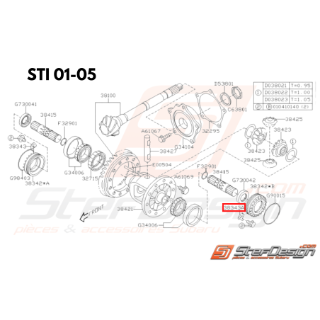 Plaque de retenue de différentiel centrale origine SUBARU STI 02-16