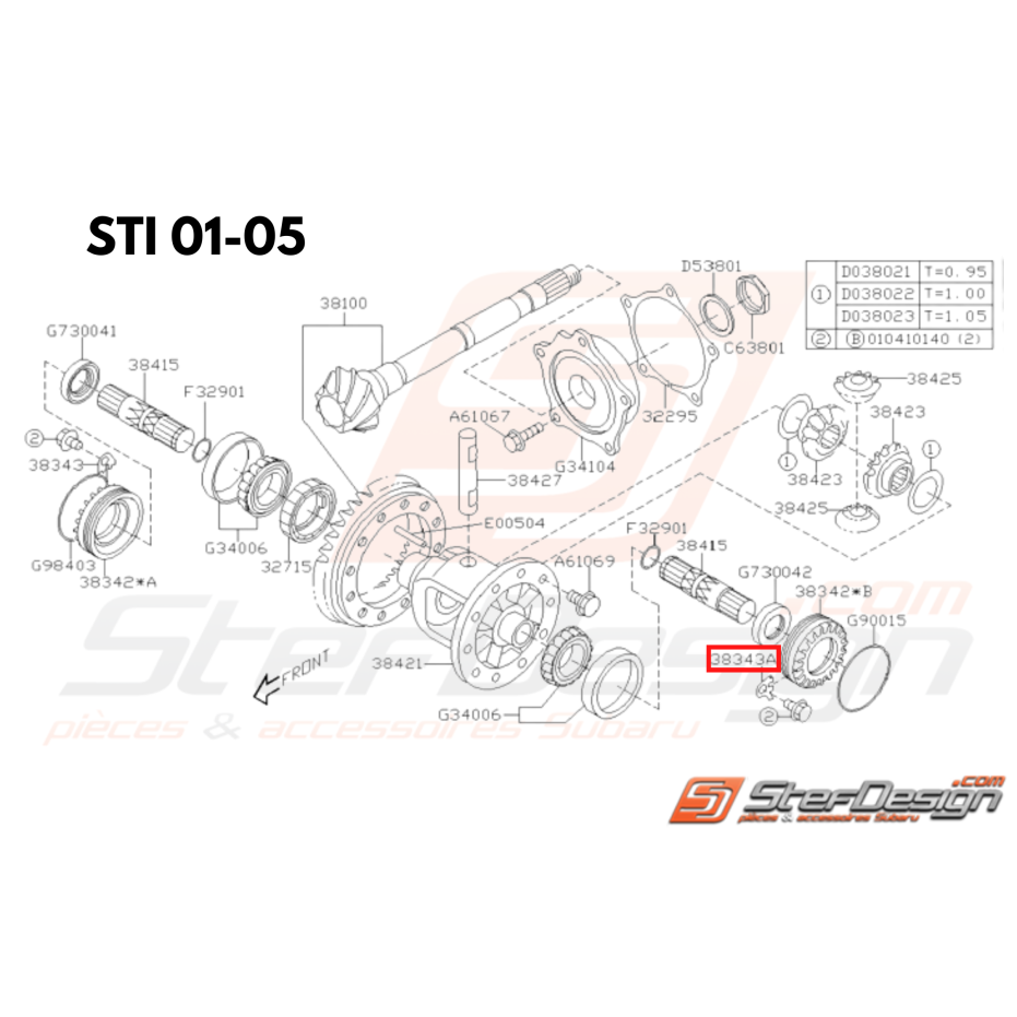 Plaque de retenue de différentiel centrale origine SUBARU STI 02-16