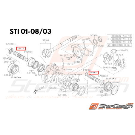 Arbre de sortie différentiel Origine Subaru STI 2001 - 08/2003