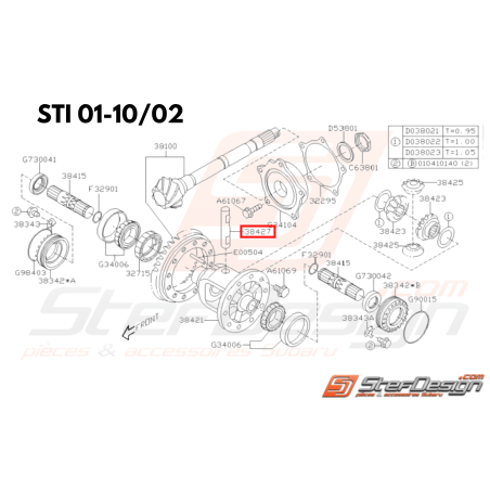 Axe de différentiel pour Subaru Impreza GT 93-00 WRX 2001-2007