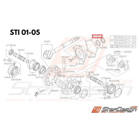 Rondelle de blocage de différentiel pour subaru impreza STI 2005