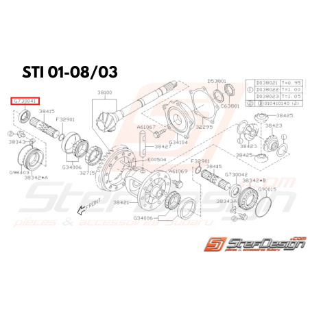 Joint spy de cardan coté droit impreza GT 93-00 WRX/STI 01-03