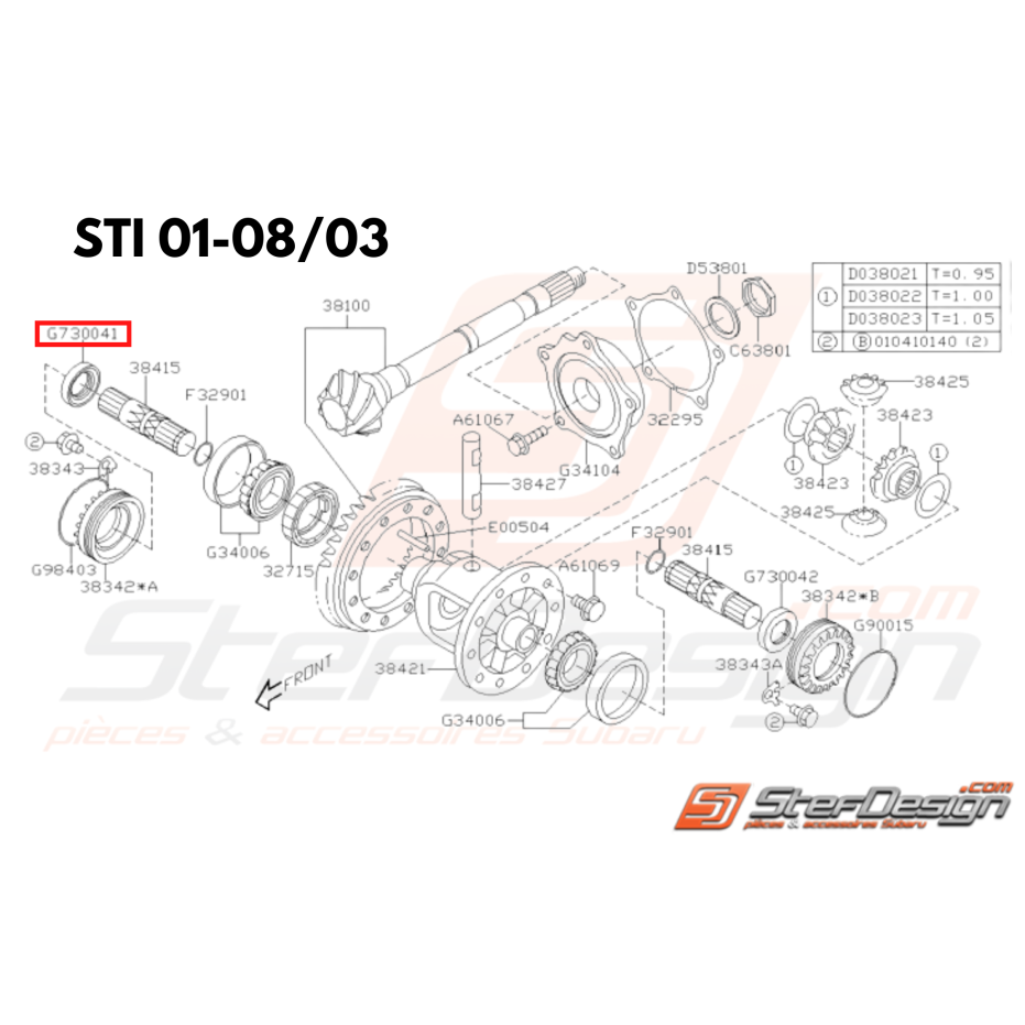 Joint spy de cardan coté droit impreza GT 93-00 WRX/STI 01-03