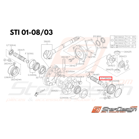 Joint spy de cardan coté Gauche impreza GT 93-00  WRX/STI 01-03 