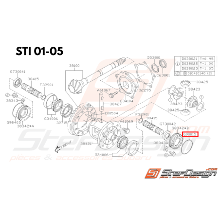 Joint torique différentiel gauche SUBARU STI 02-07