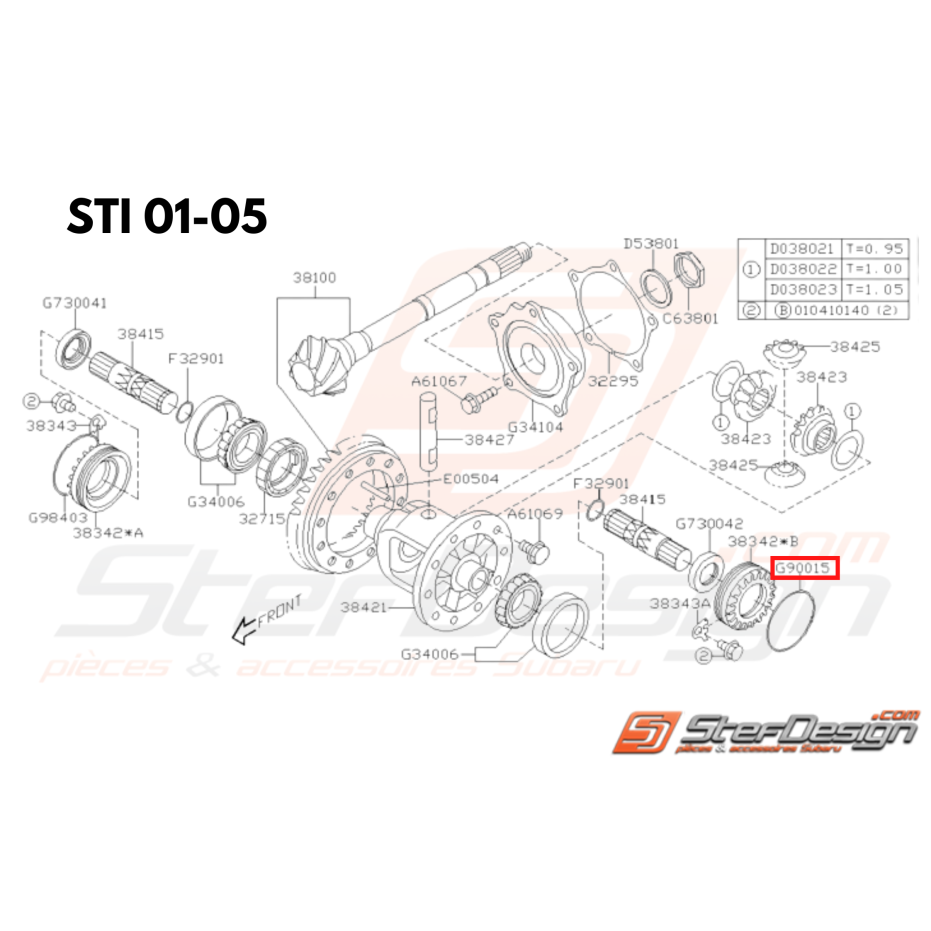 Joint torique différentiel gauche SUBARU STI 02-07