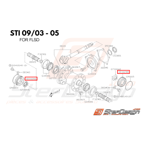 Retenue de sortie de différentiel avant SUBARU STI 04-16