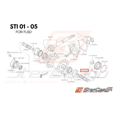 Plaque de retenue de différentiel centrale origine SUBARU STI 02-16