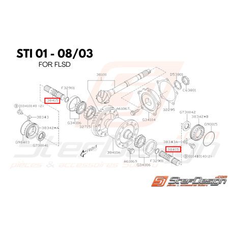 Arbre de sortie différentiel Origine Subaru STI 2001 - 08/2003