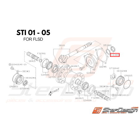 Ecrou de blocage Origine Subaru STI 2001 - 2005