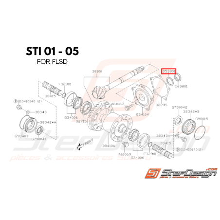 Rondelle de blocage de différentiel pour subaru impreza STI 2005