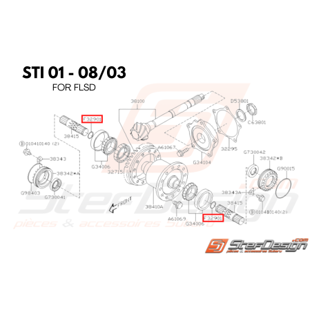 Jonc d'arret de sortie différentiel subaru STI 01-03