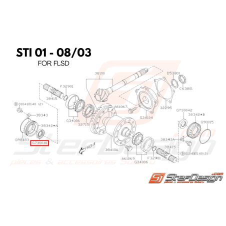 Joint spy de cardan coté droit impreza GT 93-00 WRX/STI 01-03