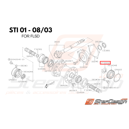 Joint spy de cardan coté Gauche impreza GT 93-00  WRX/STI 01-03 