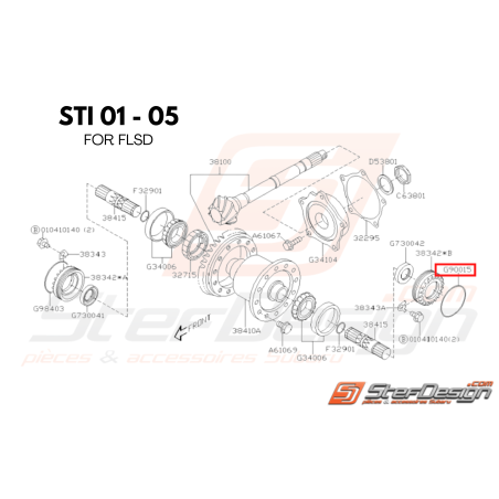 Joint torique différentiel gauche SUBARU STI 02-07