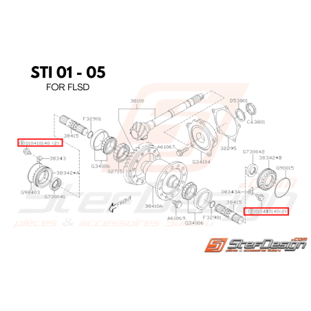 Vis de retenue de différentiel centrale SUBARU STI 01-16