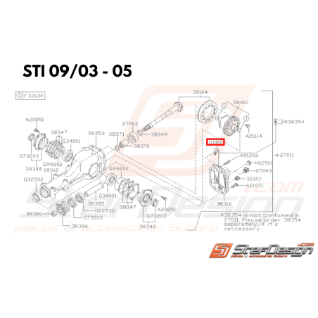 Renfort Masse Origine Subaru STI 09 - 2003 - 2005
