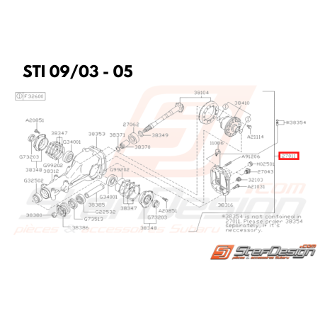 Pont Arrière Différentiel origine Subaru STI 09/03-05  A.DCCD