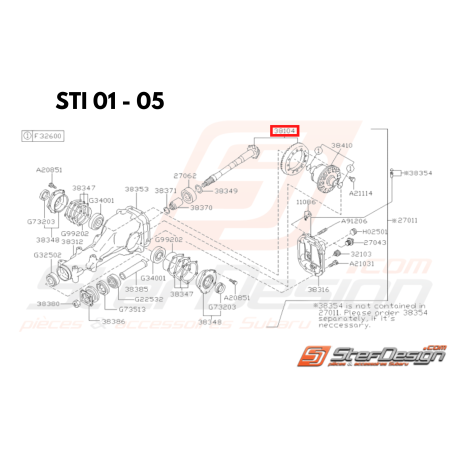 Couple conique Origine Subaru STI 2001 - 2005 Sans DCCD