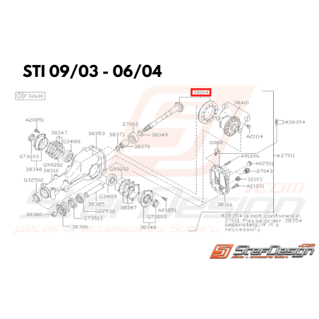 Couple conique Origine Subaru STI 09/03 - 06/04 Avec DCCD