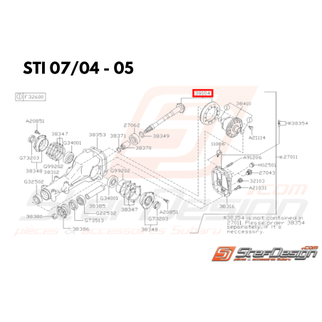 Couple conique Origine Subaru STI 07/04 - 05 Avec DCCD