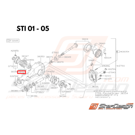 Carter Différentiel Arrière Origine Subaru STI 2001 - 2005