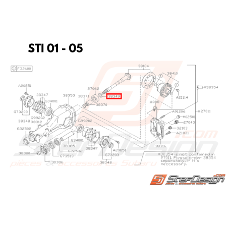 Rondelle Origine Subaru STI 2001 - 2005