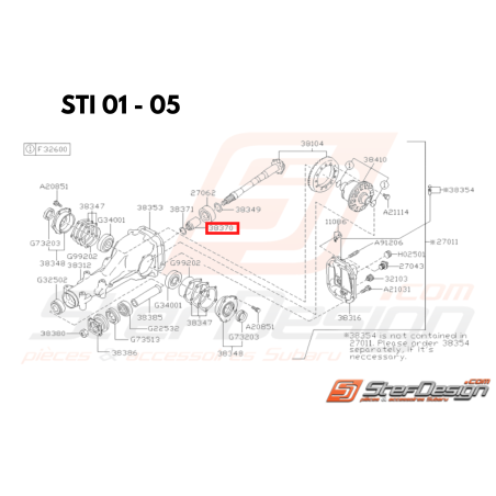 Entretoise Pignon Origine Subaru STI 2001 - 2005