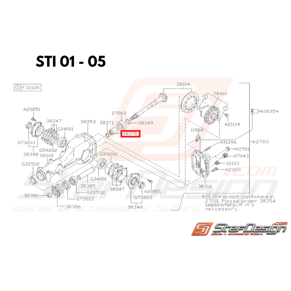 Entretoise Pignon Origine Subaru STI 2001 - 2005