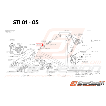 Entretoise Ensemble Différentiel Arrière Origine Subaru GT 1993 - 1996