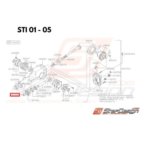 Ecrou de vérrouilage de pont subaru GT 93-00