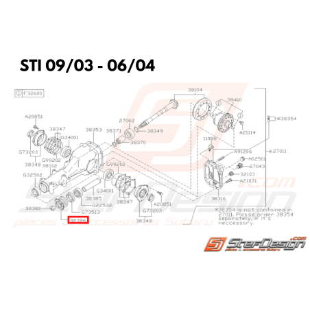 Flasque de contre bride pour subaru STI 06-19