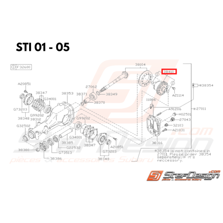 Différentiel pont arrière Origine Subaru STI 01 - 05 Sans DCCD