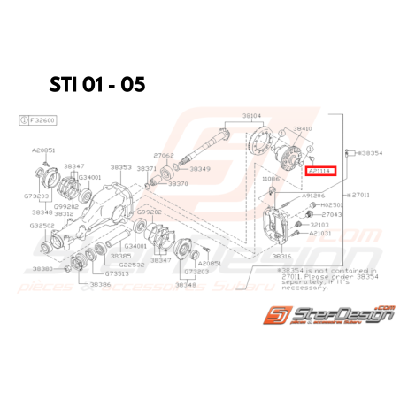 Vis Différentiel Arrière Origine Subaru WRX 2001 - 2007