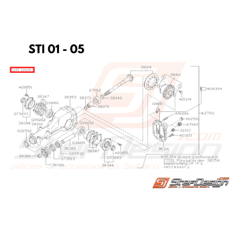 Circlips cardan arrière subaru STI 01-07