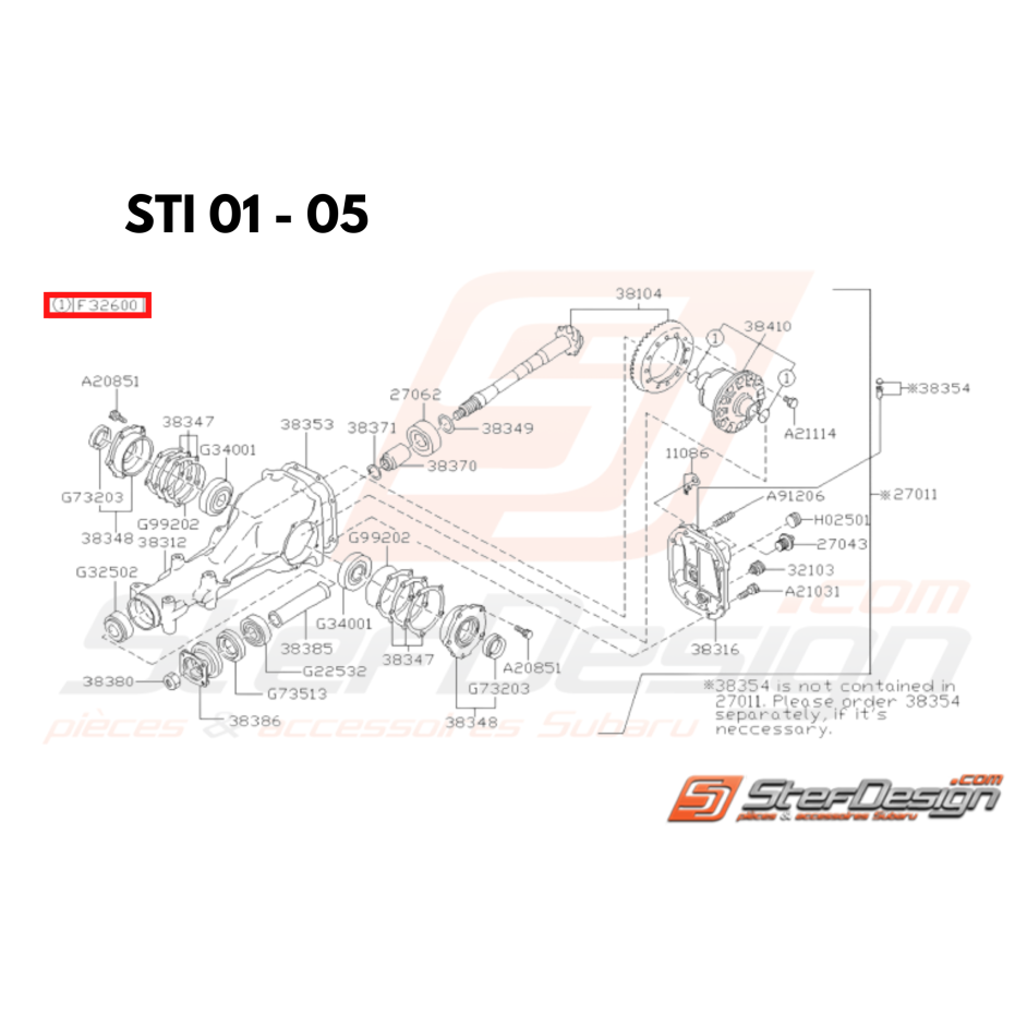 Circlips cardan arrière subaru STI 01-07